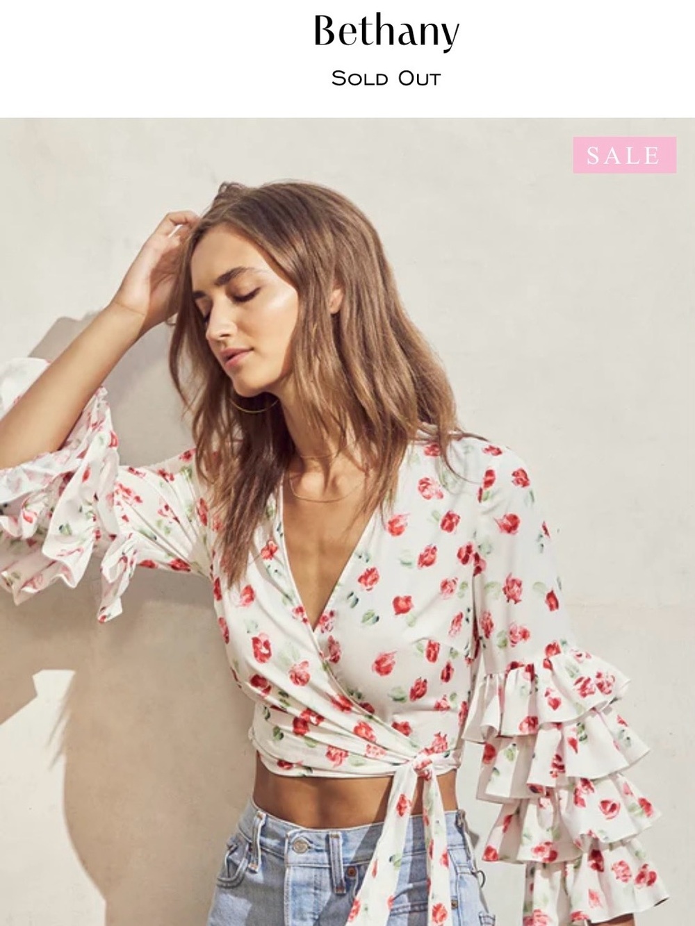 Saylor | bethany ruffle floral tie wrap top
